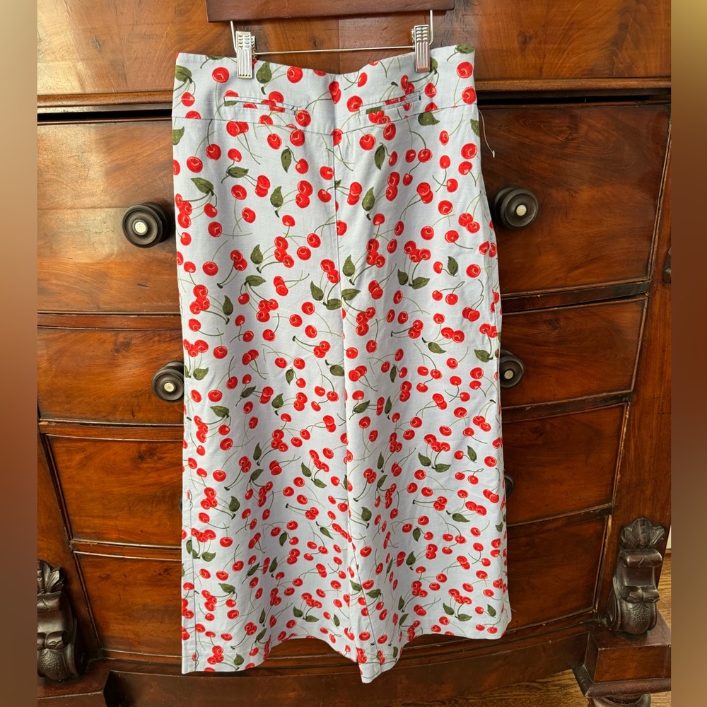 Anthropologie Maeve Wide Leg Cherry Print Pants - Size 8 - Picture 2 of 8
